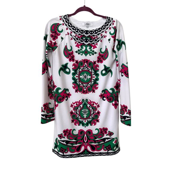 TIBI Boho Patterned Shift Mini Dress Small - Picture 1 of 3